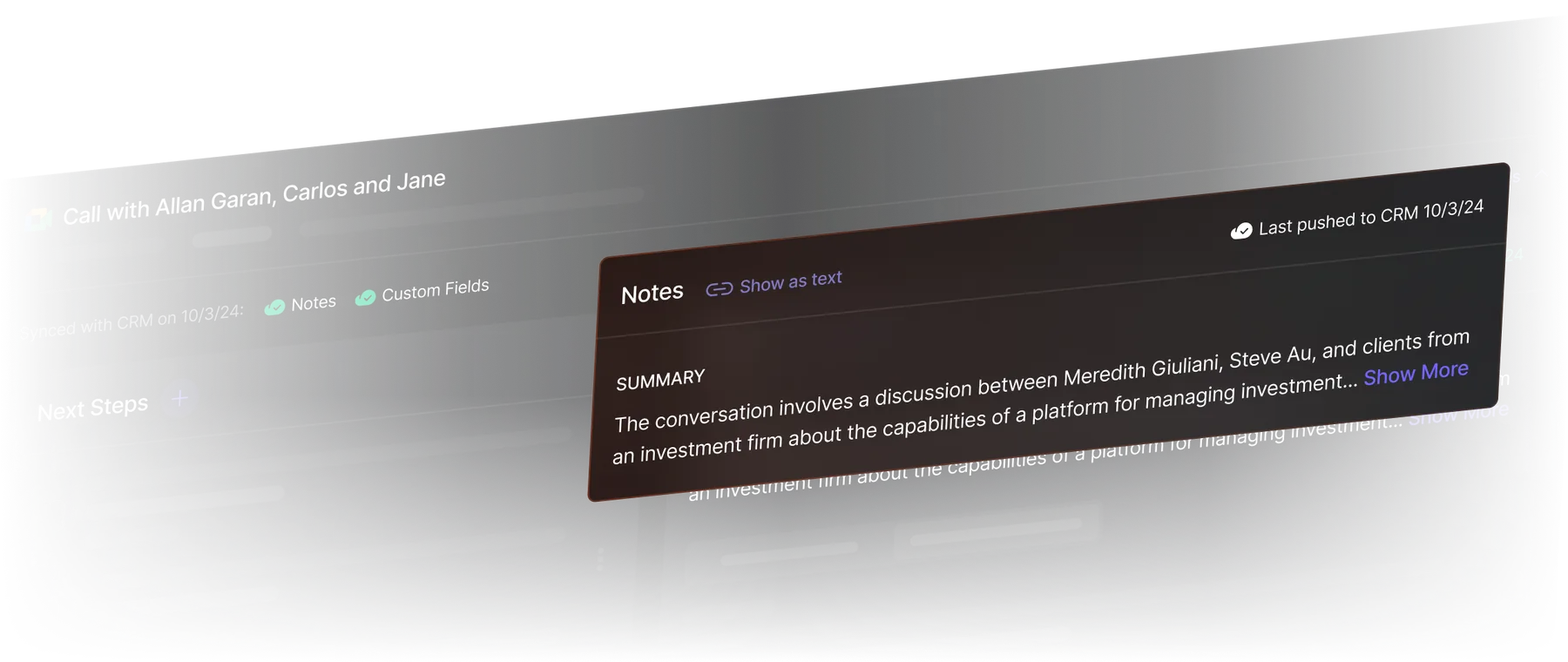 AI-generated call notes with a summary of the conversation